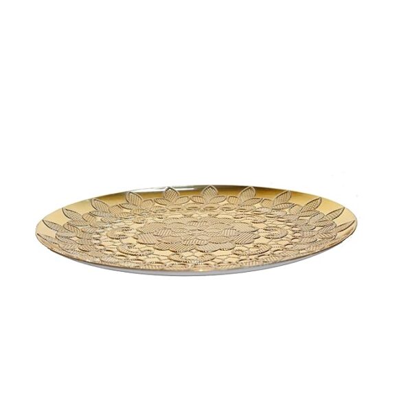 Golden Color Tray Thaal for Home | Office | Thaal | Puja Thal | Hotel | Atteractive | Decore | for Temples (994 E - 13 Inch) - Image 4