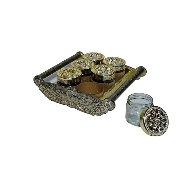 Metal Box With 6 Jar for Festivals |Occasions|Diwali Gifts |Ceremonies For Your Loved Once | - Image 3