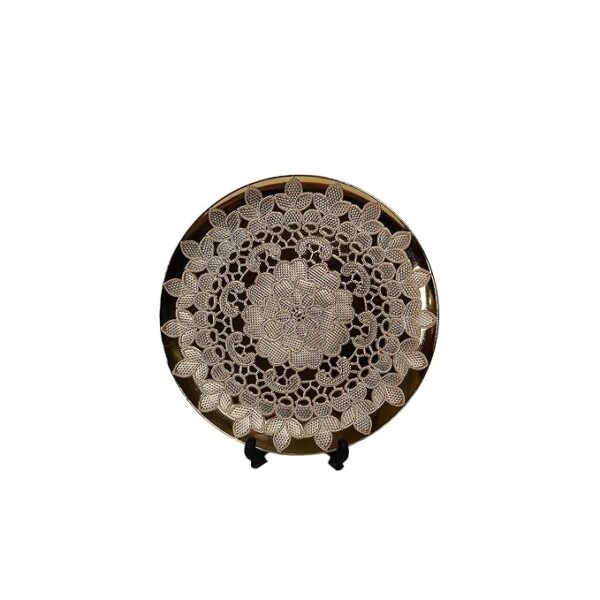 Golden Color Tray Thaal for Home | Office | Thaal | Puja Thal | Hotel | Atteractive | Decore | for Temples (994 E - 13 Inch) - Image 3