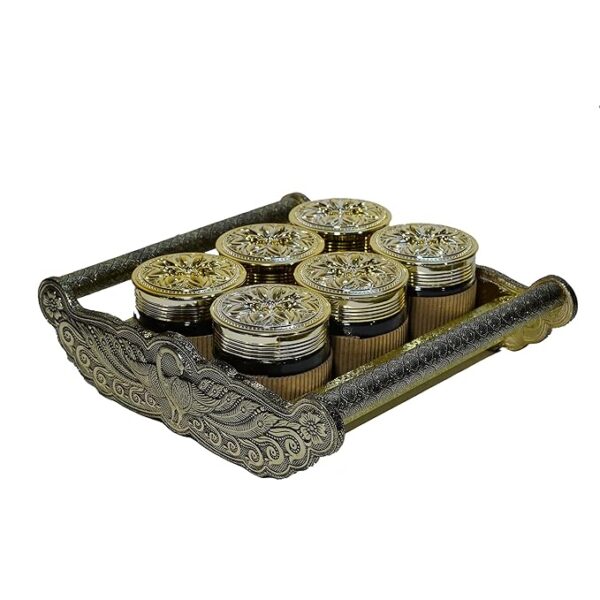 Metal Box With 6 Jar for Festivals |Occasions|Diwali Gifts |Ceremonies For Your Loved Once | - Image 5