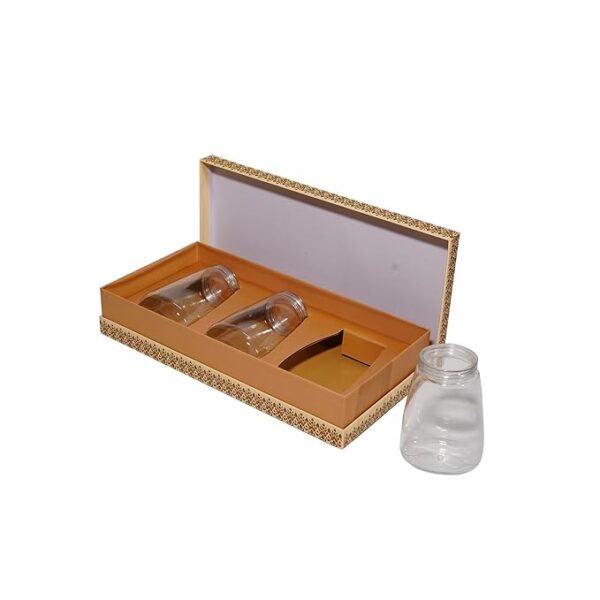 RITUALSNSTYLE Box and Jars for Festivals | Occasions | Diwali Gifts| Decorative Dry Fruit Container Box with 3 Glass Jars Mukhwas Box for Home, Office Decoration, Corporate and Festive Gifting - Image 6