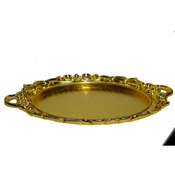 RITUALSNSTYLE Golden Color Tray Thaali for Home | Office | Hotels | Thaal | Puja Thal | Hotel | Atteractive | Decore | for Temples (Circle - 17 inch) - Image 2