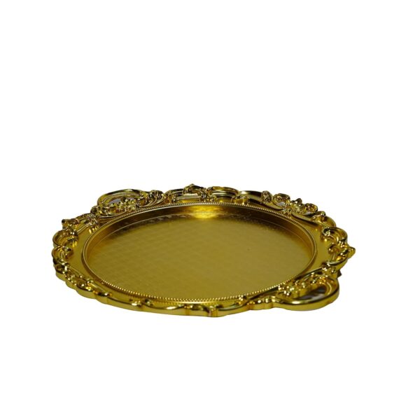 RITUALSNSTYLE Golden Color Tray Thaali for Home | Office | Hotels | Thaal | Puja Thal | Hotel | Atteractive | Decore | for Temples (Circle - 17 inch) - Image 5