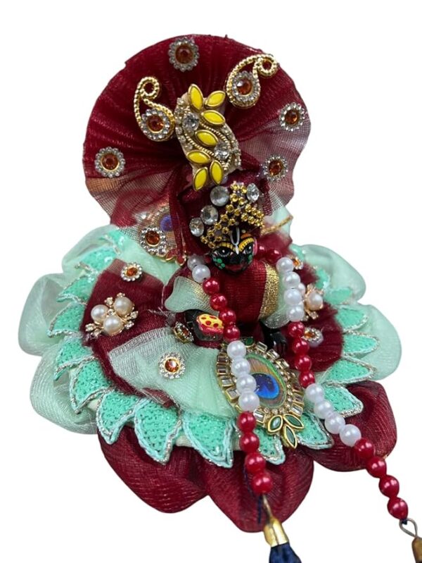 RITUALSNSTYLE Kanha Ji Poshak with Mala & Mukut|Laddu Gopal Poshak|Thakur Ji Dress|Traditional Dress for Laddu Gopal JI|Fancy Dress for Bal Krishna/Dress for Krishna(Size 0)Perfect for Festivals|Home - Image 4