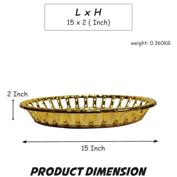 RITUALSNSTYLE Plastic Round Bamboo Style Serving Tray | Golden Color Tray for Home | Office | Hotel | Puja Thali - (Circle 2 x 15x 15 Inch) - Image 2
