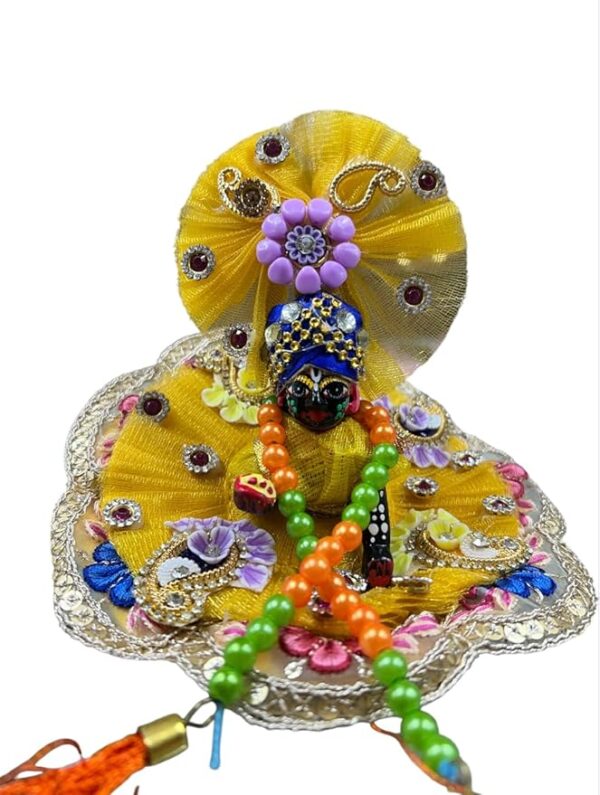 RITUALSNSTYLE Kanha Ji Poshak with Mala & Mukut|Laddu Gopal Poshak|Thakur Ji Dress|Complete Traditional Set of Dress for Laddu Gopal JI||Dress for Krishna Perfect for Festivals|Home(1 Size)