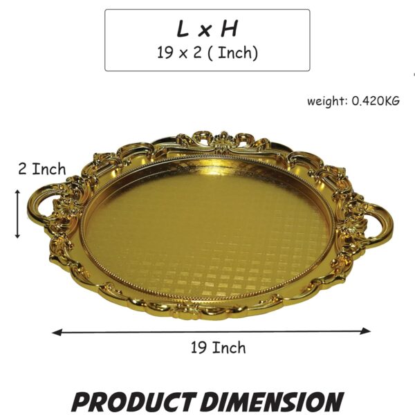 RITUALSNSTYLE Golden Color Tray Thaali for Home | Office | Hotels | Thaal | Puja Thal | Hotel | Atteractive | Decore | for Temples (Circle - 17 inch) - Image 6