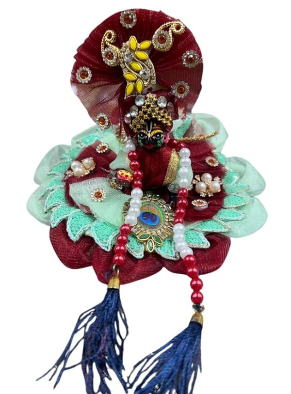 RITUALSNSTYLE Kanha Ji Poshak with Mala & Mukut|Laddu Gopal Poshak|Thakur Ji Dress|Traditional Dress for Laddu Gopal JI|Fancy Dress for Bal Krishna/Dress for Krishna(Size 0)Perfect for Festivals|Home