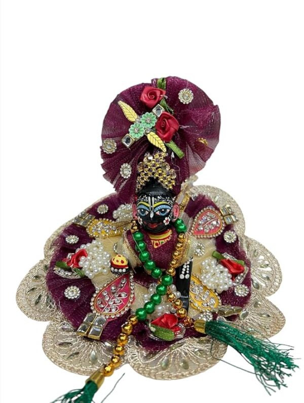 RITUALNSTYLE Cute Kanha Ji Poshak with Pagdi|Flowral Design Made of Silk Cloth|Traditional for Homes|Office|Festivals|Thakur Ji Dress|Dress for Krishna Ji Perfect for Festivals|Home|Office(Size-3)