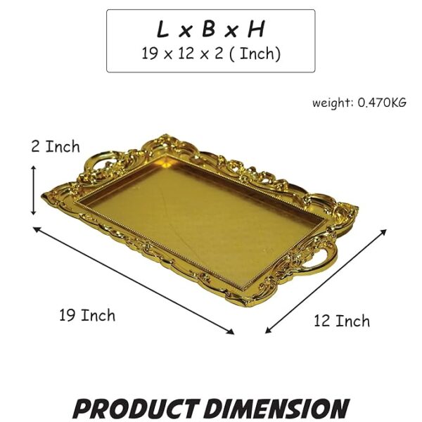 RITUALSNSTYLE Tray for Home | Office | Hotels, Metal Gift Hamper Tray|Elegant Golden Color|Ideal for Presenting Gifts, Treats, and Hampers|Perfect for Special Occasions and Celebrations 19 Inch - Image 4