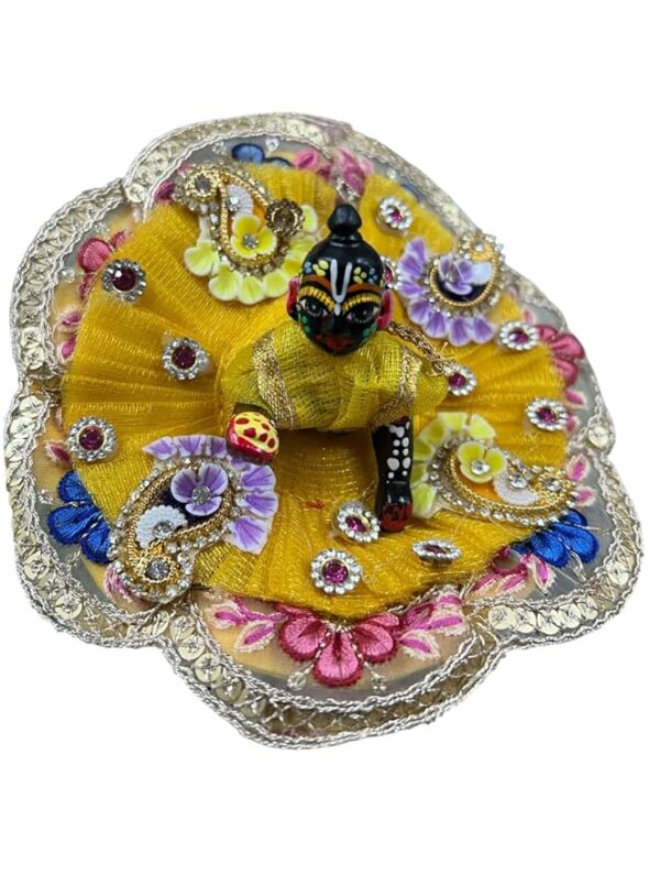 RITUALSNSTYLE Kanha Ji Poshak with Mala & Mukut|Laddu Gopal Poshak|Thakur Ji Dress|Complete Traditional Set of Dress for Laddu Gopal JI||Dress for Krishna Perfect for Festivals|Home(1 Size) - Image 3