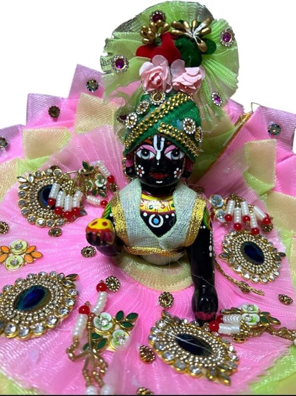 RITUALSNSTYLE Cute Kanha ji Poshak | Kanha ji/Thakur Ji Dress/Poshak/Pagdi, Made of Silk Cloth,Traditional for |Home | Office | Festivals etc| Size-6 Number dimension-12 inch - Image 3