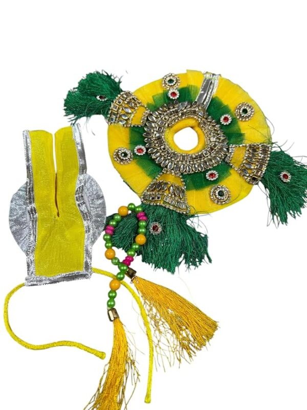 RITUALSNSTYLE Kanha Ji Poshak with Mala at Rs. 499 /Traditional Dress Set for Laddu Gopal (Size 1) | Ideal for Festivals | Home | Office - Image 4