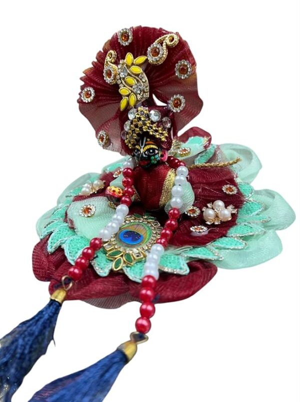 RITUALSNSTYLE Kanha Ji Poshak with Mala & Mukut|Laddu Gopal Poshak|Thakur Ji Dress|Traditional Dress for Laddu Gopal JI|Fancy Dress for Bal Krishna/Dress for Krishna(Size 0)Perfect for Festivals|Home - Image 2