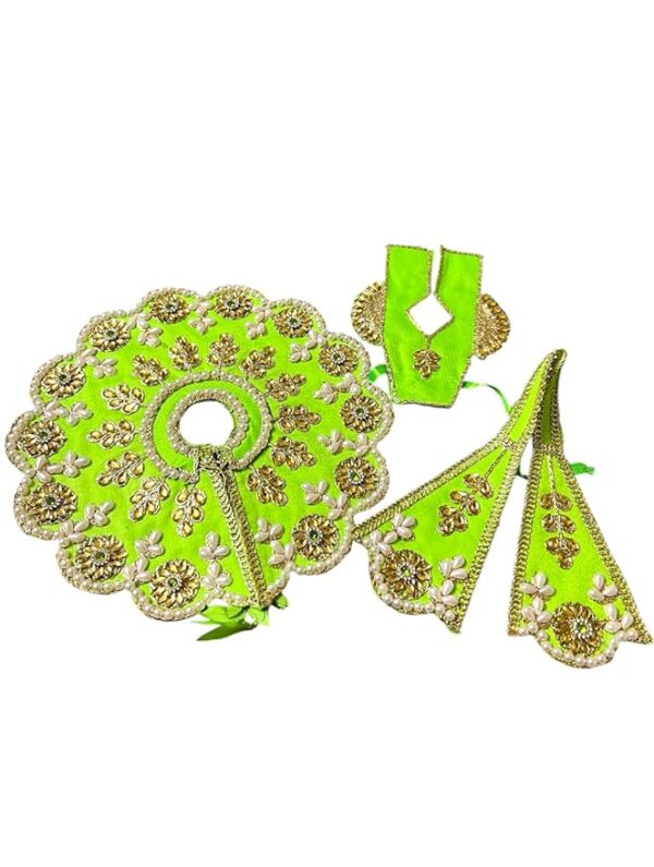 RITUALNSTYLE Attractive Kanha ji, Size-4 /Thakur Ji Dress/Poshak/Pagdi, Made of Silk Cloth,Traditional for |Home | Office | Festivals - Image 4