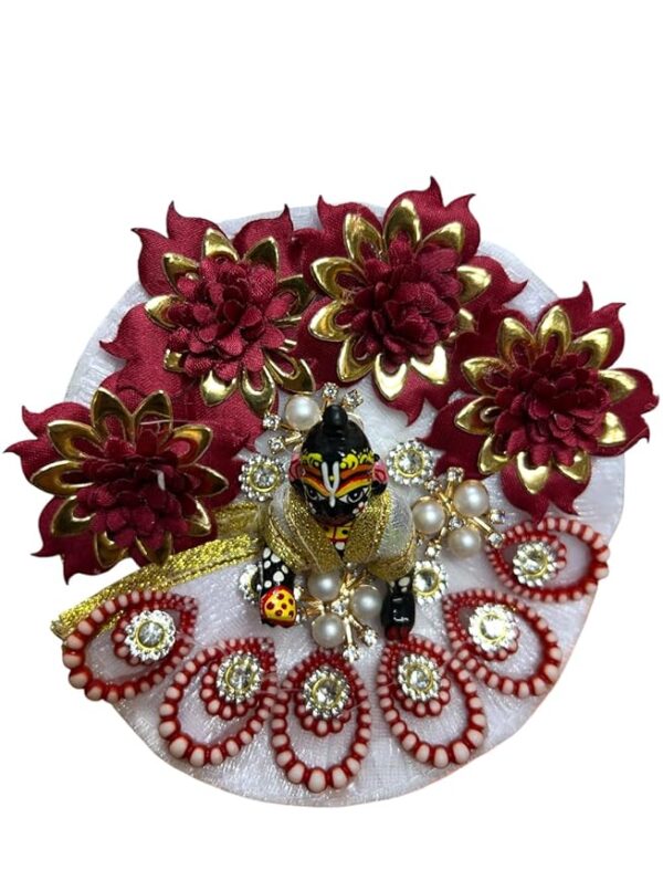 RITUALSNSTYLE Kanha ji Poshak/Laddugopal ji Dress | Flowrel Design Beautiful Poshak for Laddu Gopal | Traditional Laddu Gopal Dress (Size 0) | Elegant 4-Inch Outfit