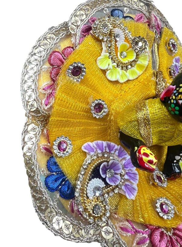 RITUALSNSTYLE Kanha Ji Poshak with Mala & Mukut|Laddu Gopal Poshak|Thakur Ji Dress|Complete Traditional Set of Dress for Laddu Gopal JI||Dress for Krishna Perfect for Festivals|Home(1 Size) - Image 4
