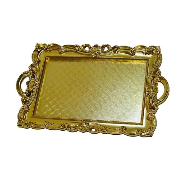 RITUALSNSTYLE Tray for Home | Office | Hotels, Metal Gift Hamper Tray|Elegant Golden Color|Ideal for Presenting Gifts, Treats, and Hampers|Perfect for Special Occasions and Celebrations 19 Inch