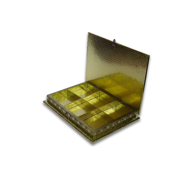 Gujarat Metal Box | Handicrafts Dry Fruit Box | Wooden Meenakari Dry Fruit Box | Dry Fruit Box For Gifting | Empty Dry Fruit Box | Gujarat Metal Box For Diwali | Gujarat Metal Box For Special Occasions | Black And Golden Colour With Hand Work On It (9*13 Size) - Image 4