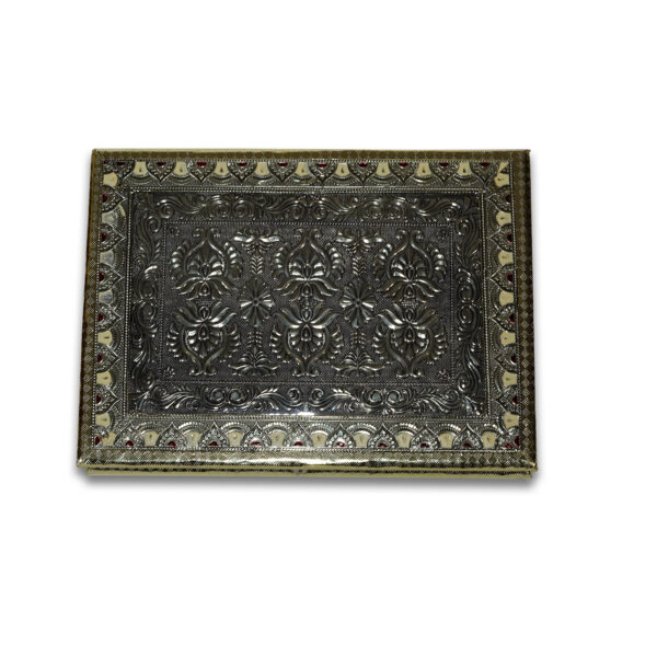 Gujarat Metal Box | Handicrafts Dry Fruit Box | Wooden Meenakari Dry Fruit Box | Dry Fruit Box For Gifting | Empty Dry Fruit Box | Gujarat Metal Box For Diwali | Gujarat Metal Box For Special Occasions | Black And Golden Colour With Hand Work On It (9*13 Size) - Image 5