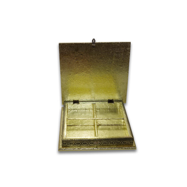 Gujarat Metal Box | Handicrafts Dry Fruit Box | Wooden Meenakari Dry Fruit Box | Dry Fruit Box For Gifting | Empty Dry Fruit Box | Gujarat Metal Box For Diwali | Gujarat Metal Box For Special Occasions | Black And Golden Colour(12*12 Size) - Image 3
