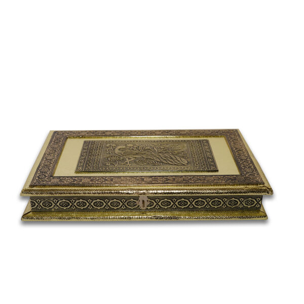 Gujarat Metal Box | Handicrafts Dry Fruit Box | Wooden Meenakari Dry Fruit Box | Dry Fruit Box For Gifting | Empty Dry Fruit Box | Gujarat Metal Box For Diwali | Gujarat Metal Box For Special Occasions | Black And Golden Colour(10*15 Size) - Image 2
