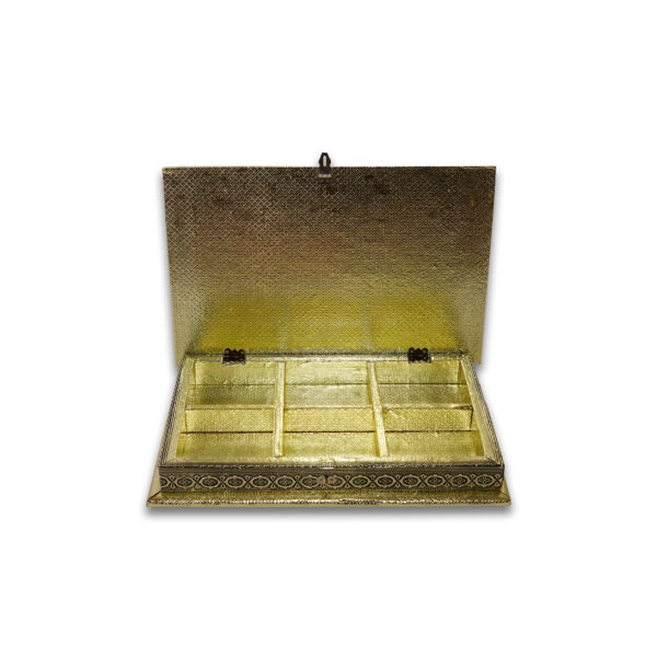 Gujarat Metal Box | Handicrafts Dry Fruit Box | Wooden Meenakari Dry Fruit Box | Dry Fruit Box For Gifting | Empty Dry Fruit Box | Gujarat Metal Box For Diwali | Gujarat Metal Box For Special Occasions | Black And Golden Colour(10*15 Size) - Image 3
