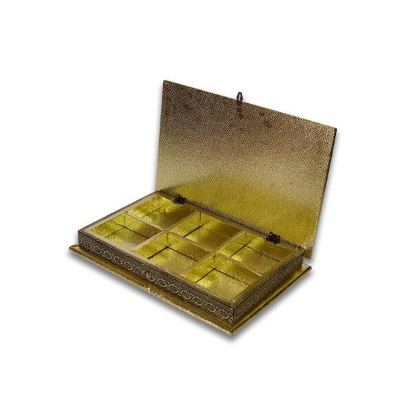 Gujarat Metal Box | Handicrafts Dry Fruit Box | Wooden Meenakari Dry Fruit Box | Dry Fruit Box For Gifting | Empty Dry Fruit Box | Gujarat Metal Box For Diwali | Gujarat Metal Box For Special Occasions | Black And Golden Colour(10*15 Size) - Image 5